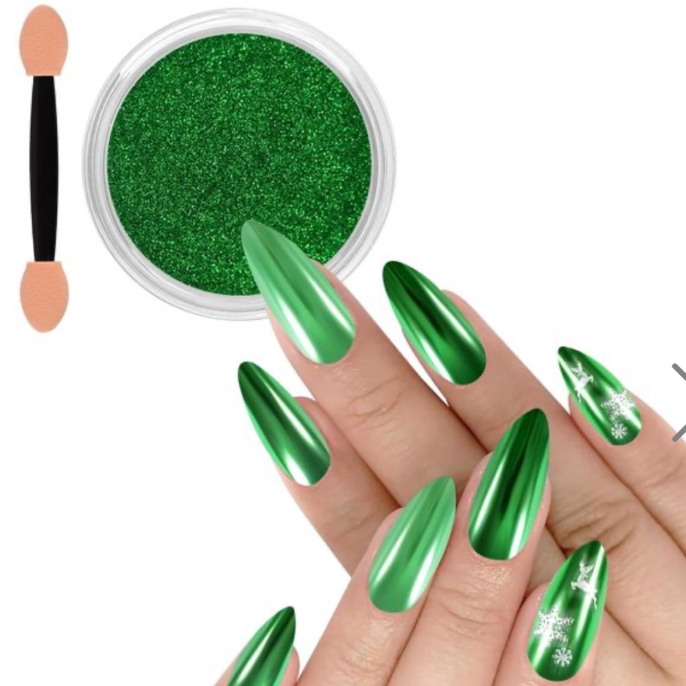 Green Chrome Nail Powder